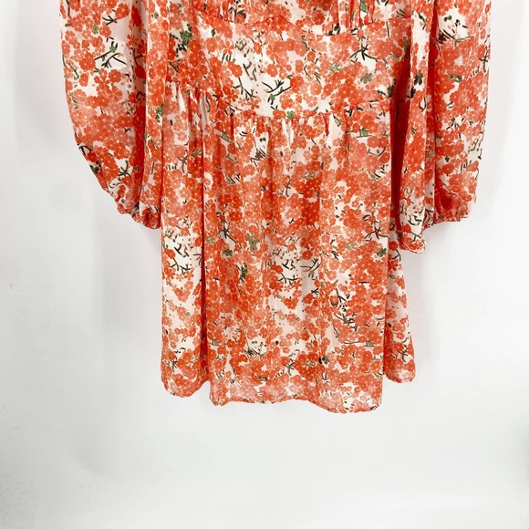 Hello Molly Floral Mini Dress in Orange and White - Picture 5 of 14